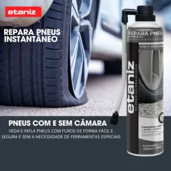 Reparador Spray Instantâneo Furo Pneu 400ML Carro-Bike-Moto