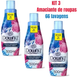 KIt 3 Amaciante Downy Brisa de Verão Concentrado 500ml - Rende até 22 Lavagens Cada