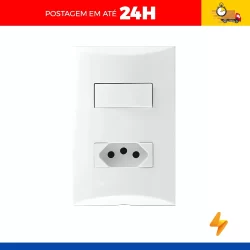Conjunto 1 Int Simples 10a + 1 Tomada 2p+t 10a 250v 4x2 Branco Brava - Soprano