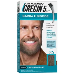 Grecin 5 Color Gel Barba e Bigode Castanho Claro M-80 28g - Cobre os fios grisalhos em 5 minutos.