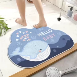 Tapete de banheiro antiderrapante absorvente de água para quarto simples com tapete de caxemira de desenho animado