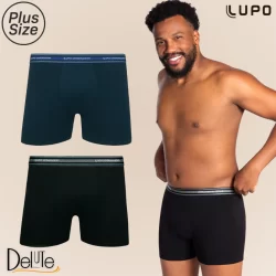 Kit De 2 Cuecas Basic Lupo Boxer Box Original Plus Size Até O 64 De Algodão Tamanho XG XXG XXXG