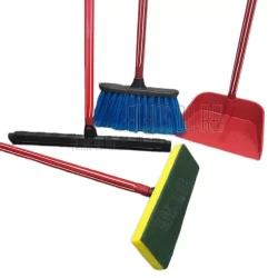 kit vassoura rodo  grande duplo pa de lixo e lava azulejo