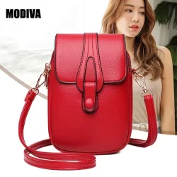 MODIVA Bolsa Feminina Multifuncional De Couro Para Ombro Mini Bolsa Transversal Multicamadas De Cor Sólida