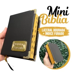 MINI Bíblia Preta Luxo Evangélica para crianças com índice Letra Pequena versão ARC Jovem de bolsa