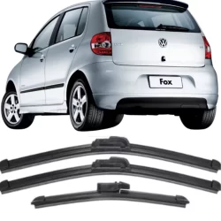 Kit de 3 Palhetas Vw Fox 2003 à 2009 Limpador de Parabrisa Dianteiro + Traseiro