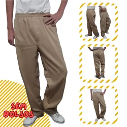 Calça CDP Elastico sem Bolsos Caqui Preso Detento Presidio Presidiario Jumbo
