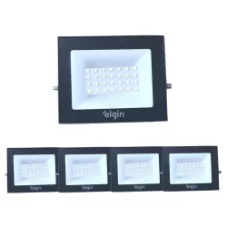 Kit 5 Refletores Led Elgin 50w Branco Frio 6500k Bivolt Econômico