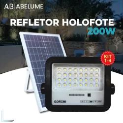 Kit 4 Holofote Solar Refletor Led 200w Prova D'àgua C/placa Solar Para Jardim e Ambientes Exteriores