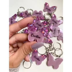 Chaveiro de borboleta personalizado com nome 60 unidades