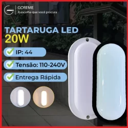 Luminária Arandela Tartaruga LED  20W Bivolt | Preto ou Branco | Luz Branca ou Luz Quente | A Prova D'Água