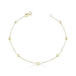 Pulseira Feminina de Ouro 18k Veneziana com Bolinhas