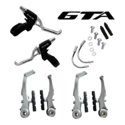Freio V-brake Em Alumínio Para Bicicleta Com Manete em Alumínio Polido ou Preto GTA Kit de Freio