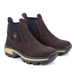 Bota Botina Masculina Em Couro Legitimo Nobuck com  Palmilha Gel Coturno Botina