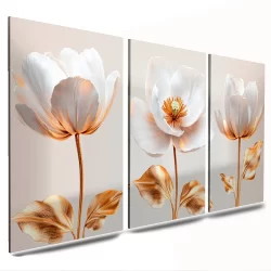 kit quadros decorativos em mdf flores flor tulipa branca sala grande