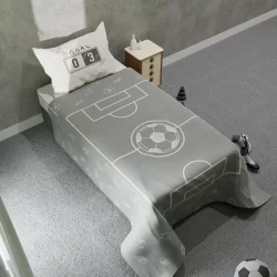 Jogo De Lençol Cobre Leito + Fronha Tema Futebol