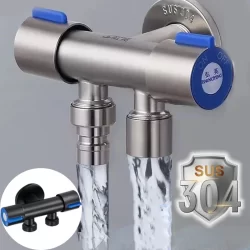 Torneira Banheiro Cozinha Registro Válvula Dupla Ou Simples 304 Aço Inoxidável