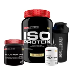 Kit Iso Protein 2kg + Power Creatina 100g + Glutamina 100% 300g + Coqueteleira - Bodybuilders