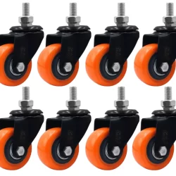 Kit 8 Rodas Rodizio com Parafuso Espiga Rodinhas para Moveis Giratoria Reforçada Antiruido PVC RRJ