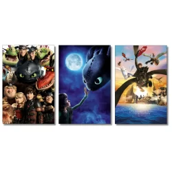 Kit 3  Quadros Decorativos Como Treinar Seu Dragão, Para Quarto, Sala MDF