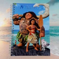 Caderno Moana Capa dura com adesivos 20x27,5cm. COD.23