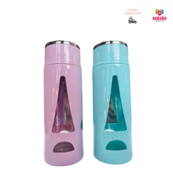 Garrafa Squeeze Esportiva Parede Dupla De Vidro E Plástico 500 ml fashion. Vidro Organico