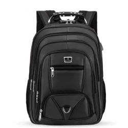 Mochila Bolsa Reforçada Notebook Escolar Faculdade Com Fone/USB Cabo De Couro
