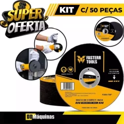 Kit 50 Discos de Corte Inox 4.1/2 X 3/64 X 7/8 - Fasterr