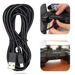 Cabo Controle Ps3 V3 Usb 5 METROS Grande Turbo Reforçado Carrega e Joga Com Filtro USB Resistente