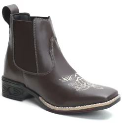 Bota Botina Country Texana Feminina Bico Quadrado Cano Curto