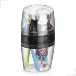 Suporte de Banheiro Porta Escova de Dente Dispenser Pasta de Dente Acrilico Preto Arthi