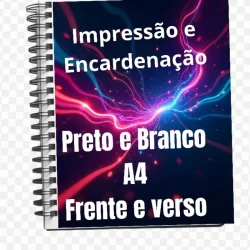 A4 Impressões e encadernações de apostilas até 900 páginas PB, Frente e verso ENVIO RÁPIDO
