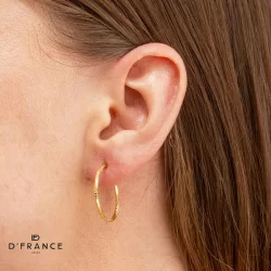 Brinco Argola Feminina  Diamantada Folheada a Ouro 18K