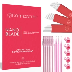 50uns Lâmina Tebori Dermoporto Nano Blades 0.18mm Ultra Nano Blades 0.15mm (50 Unidade) Microblading