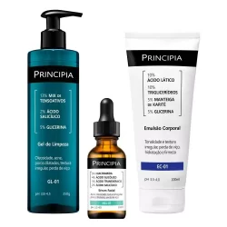 Principia Kit Anti Acne Queratose Pilar Trio Gel de Limpeza GL-01 + Sérum Mix-01 + Emulsão Corporal EC-01