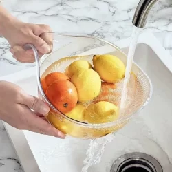 Plástico Transparente Separação A Seco Úmido Tigela Filtrante Portátil Para Limpeza De Frutas Cesta r