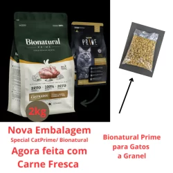 2 Kilos a Granel de Bionatural Prime Gatos Castrados Frango ou Salmão