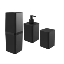 Kit Banheiro Dispenser Porta Escova e Porta Algodao C Tampa