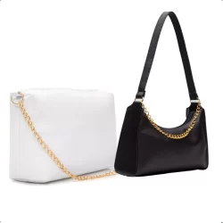 Kit 2 Bolsas Femininas Baguete + Bolsa Corrente de Ombro e Mão Festa