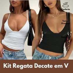 Kit Camiseta Feminina Básica com Decote em V – Sexy, Slim, Streetwear, Ideal para Primavera/Verão, Festas