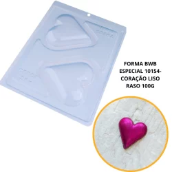 1~4 Forma bwb com silicone (3 partes) cod 10154 - Coração Liso Raso 100 gramas
