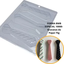 1~4 Forma BWB Com Silicone (3partes) Para Chocolate Cód.10000-Gravatas do Papai 75g. Dia Dos Pais