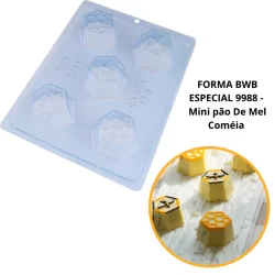 1~4 Forma BWB com silicone (3 partes) cod 9988 - Mini Pão de Mel Colméia 50 g