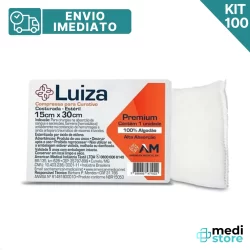 Kit com 100 - Compressa De Gaze Algodonada Estéril 15 X 30cm - Envio Imediato