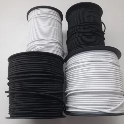 Elástico roliço redondo ROLO 2mm/3mm/branco, preto/corda rabo de rato