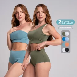 Kit 2 conjuntos biquini feminino dupla face hot pant fitness - bíquini
