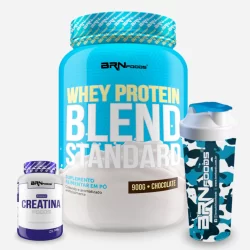 Kit Whey Protein Blend Standard 900g + Creatina Premium 100g + Coqueteleira - BRN Foods