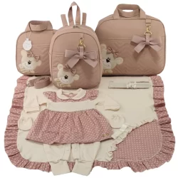 Kit Bolsa Maternidade Menina Varias Cores 3p Urso + Saida Maternidade