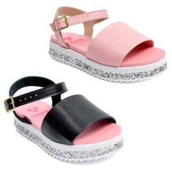 Sandália Molekinha Infantil Menina Casual Glitter Tratorada