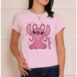 Baby Look Stitch e angel 96% Poliester 4% Elastano